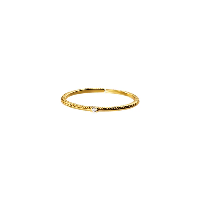 

Hot Selling 925 Sterling Silver Stackable Thin Ring Minimalist Zircon Women Ring, Whit gold