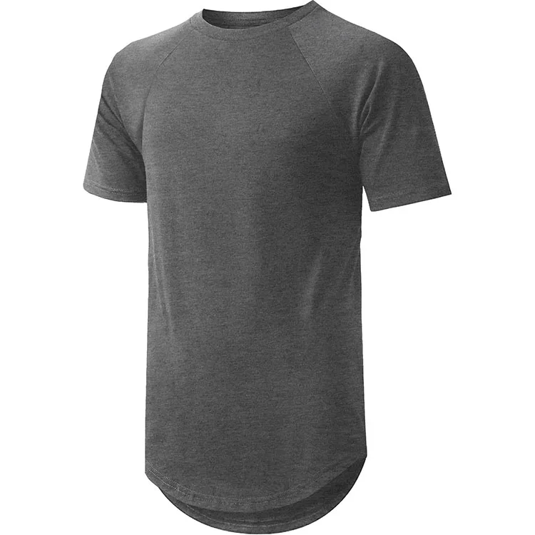 Mens Customizable Round Longline T Shirt Custom Men Rounded Hem Blank T