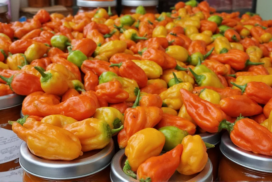 Various forms of aji amarillo peppers including fresh, frozen, and paste in jars