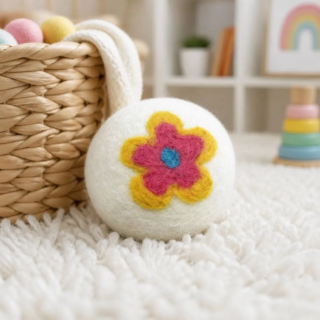 Flower Wool Ball in Basket