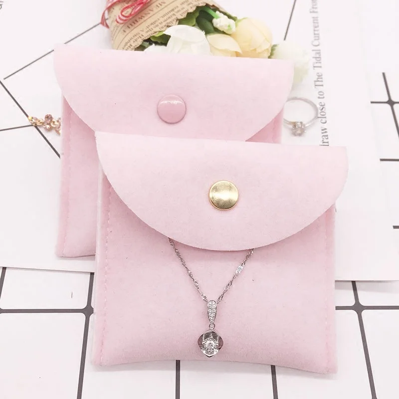 

10*8cm Free Sample Custom suede envelope pink jewelry pouch with button for treasure storage custom jewelry pouch bag, Black, blue, green, grey, pink, white, yellow, etc