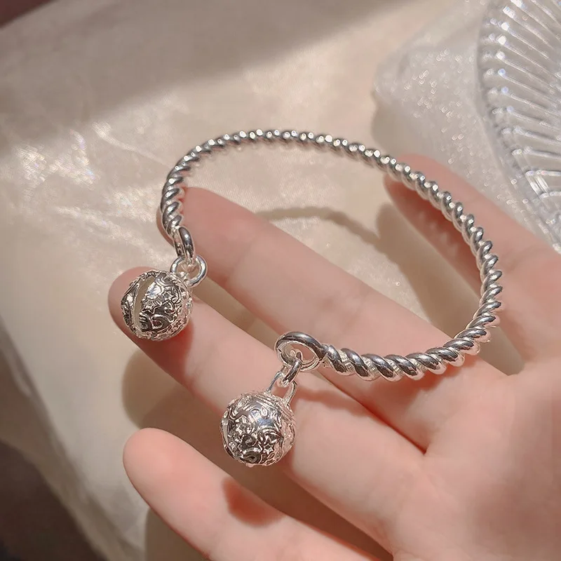 

2022 Vintage Style Double Bells Silver Plated Charm Fashion Jewelry Bracelets & Bangles For Women