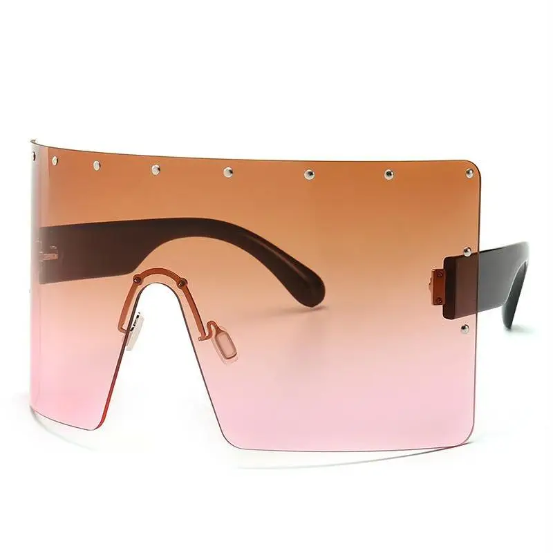 

New style big frame wicker sunglasses fashion one-piece men anti-peeping wind-proof and face-shielding sunglasses, 5 color