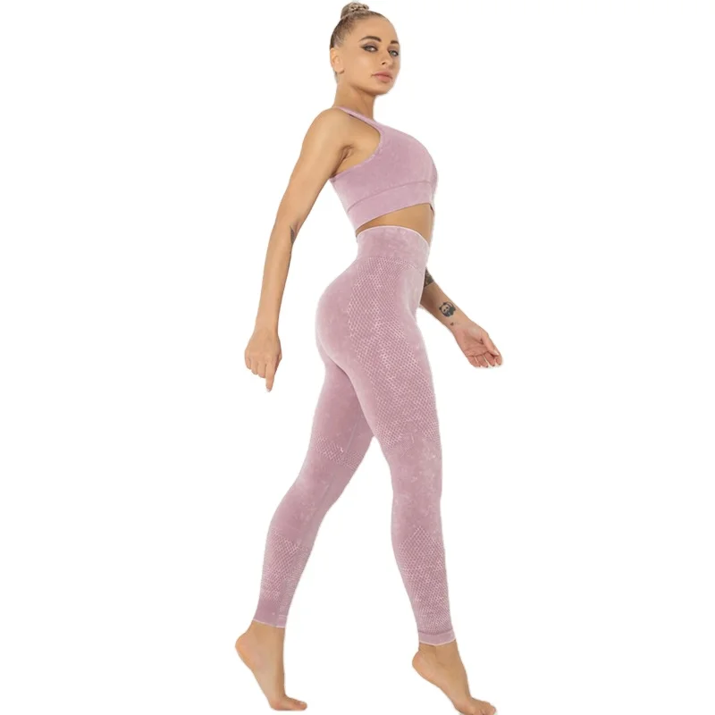 

2021 Hot New Solid color Printing Fitness Suit Women High Waist Mesh Tight Yoga Pants