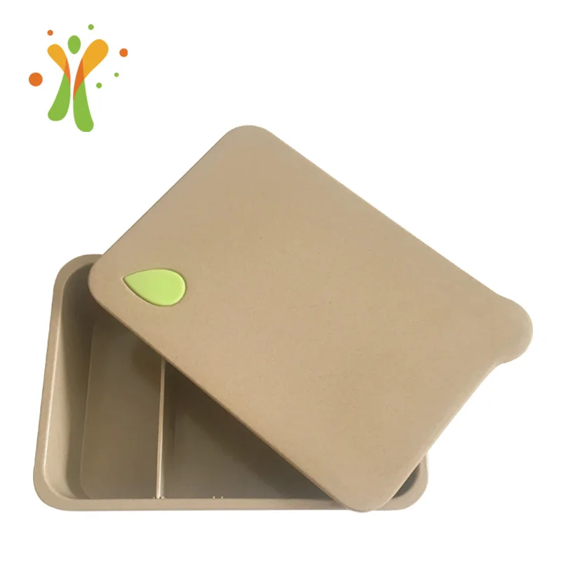 

Compostable rice husk environmentally friendly custom takeaway tiffin lunch box with compartment for kids food container, Rice husk natural color