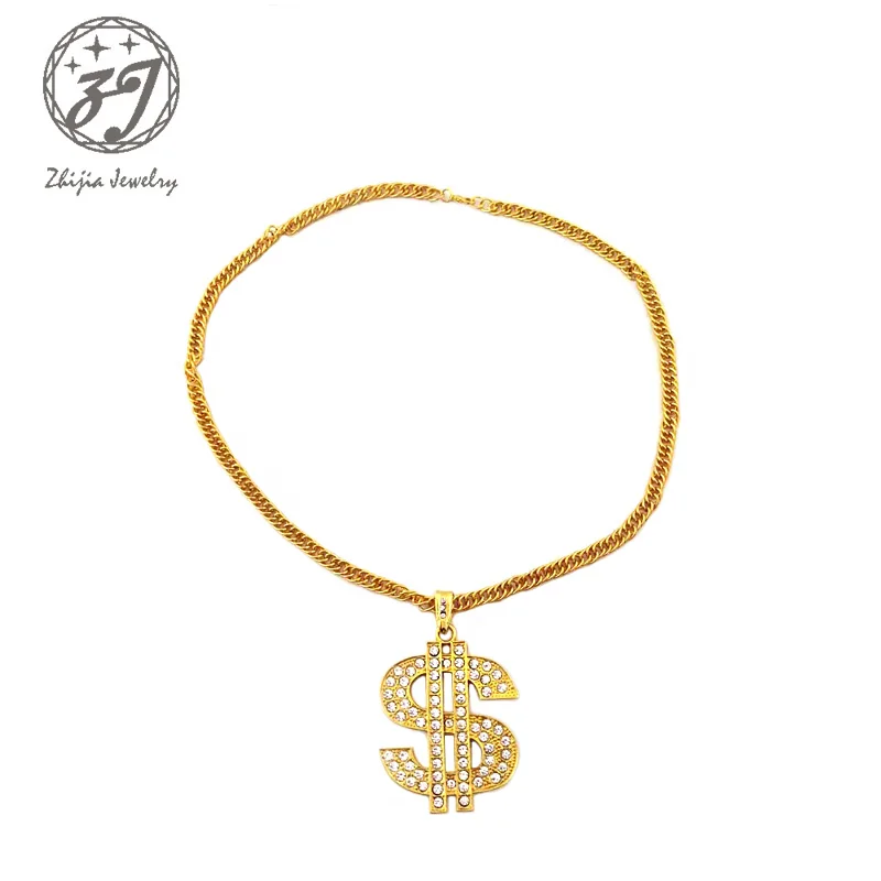 

Hip-pop jewelry Fashion Dollar sign Jewelry Necklace free style Necklaces Pendant cute gift, As photo shown