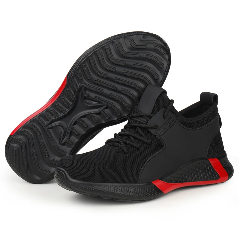 

breathable safety shoes fashion lightweight men work shoes hot sale, Black
