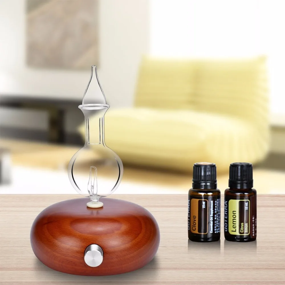 

High Quality Wood Based Essential Oil Nebulizer Waterless Glass Aroma Diffuser For Aromatherapy