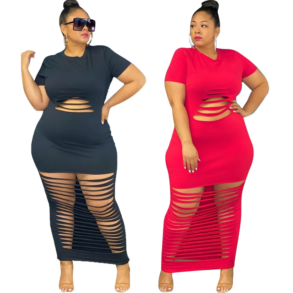 

Drop Shippingg summer short sleeves solid color plus size women dress