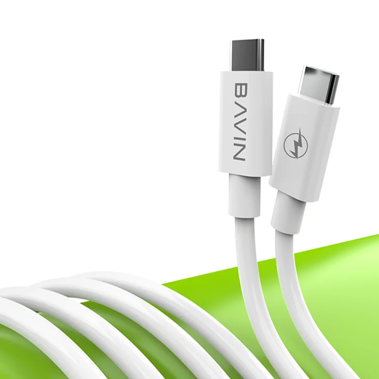 

BAVIN computer phone fast charger cable type-c to usb c PD data Line 3A type c QC charging cable, White