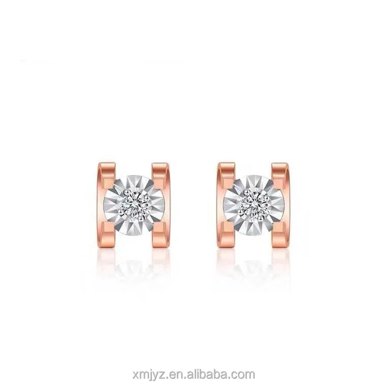 

Certified 18K Gold Ear-Ring Clip Diamond Bull Head Stud Earrings AU750 Color Gold Light Luxury Temperament Female Accessories
