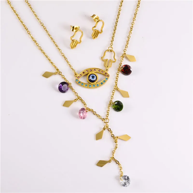 

2021 Hot Selling Fashion Pendant Necklace Evil Eye Necklace Stainless Steel, Gold