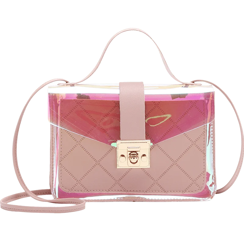 

2021 New Ladies Shoulder Chain Messenger Bag Gradient Candy Color Transparent mini handbags jelly crossbody bag, 5 colors