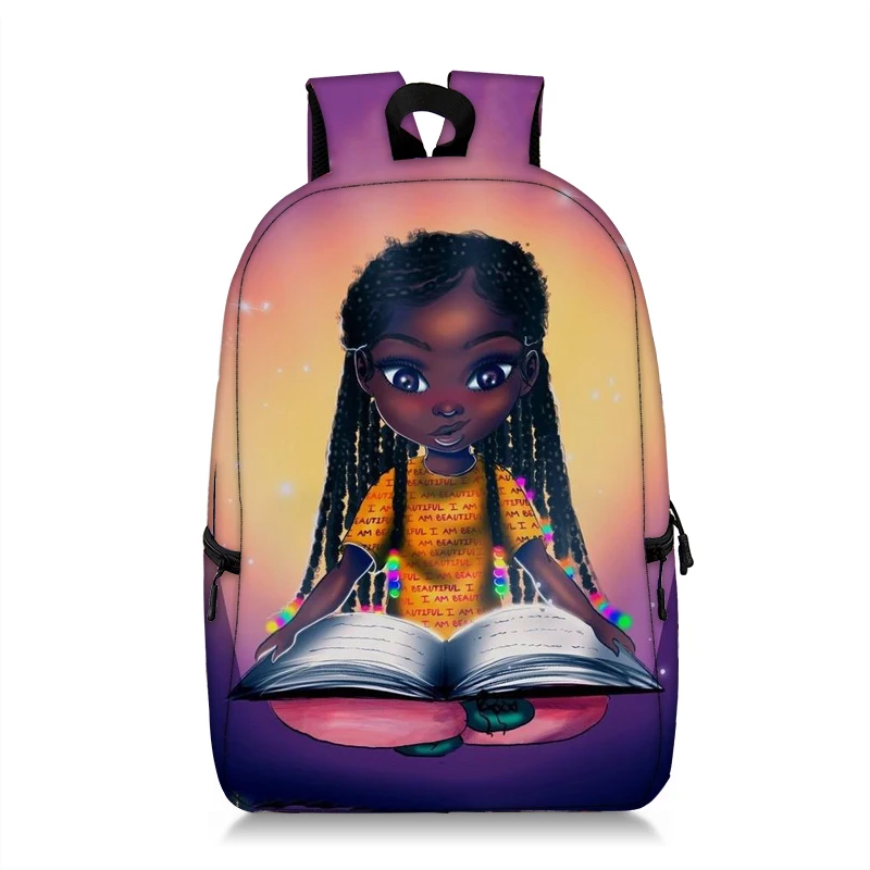 

New 17 Inch Full Print Backpack Afro Black Girls Magic African Lady Backpack School Bag for Kids Backpack Leisure Bags