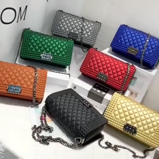 

2020 Women Purses Chain Matte Frosted Lock Jelly Handbags Crossbody Hand Bag
