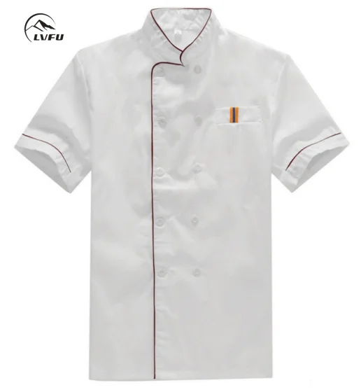 

White Breathable Large Plus Size Short Sleeved Customized Chef Jacket Chef Uniform