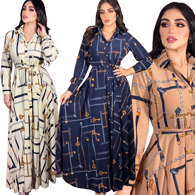 

Spring Muslim Women Dress Morocan Kaftan Long Sleeve Turkey Dubai Floral Abaya Islamic Clothing Elegant Vestido India Dresses