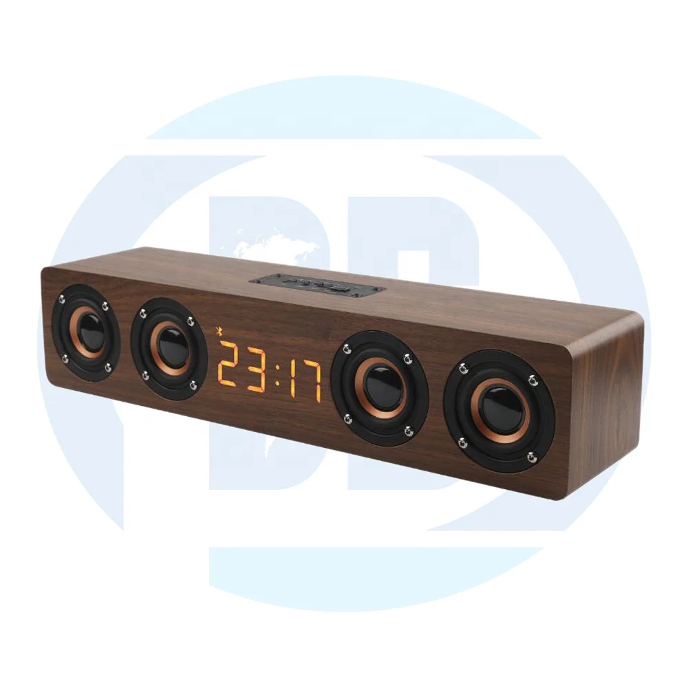 

Multimedia USB OEM high quality bt speaker wireless clock bamboo speaker W8C Wooden Speaker, Brown/khaki