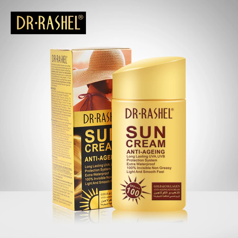 

DR.RASHEL Sun cream spf 100 Anti-Aging Moisturizer UV protector waterprl Sunscreen Lotion Gold collagen sun block cream, Whitening