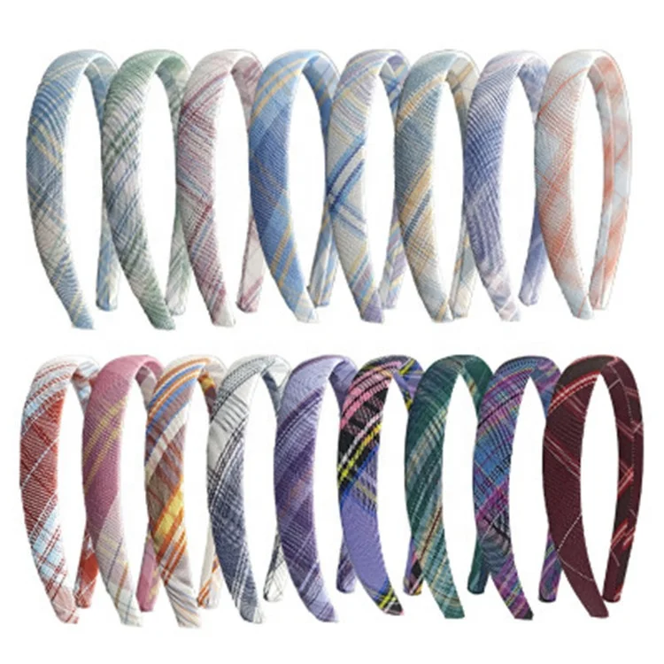

Striped Plaid Girls Hair Band Fashionable Simple Hit Color Headband Casual Korean Sweet Hair Band, Picture