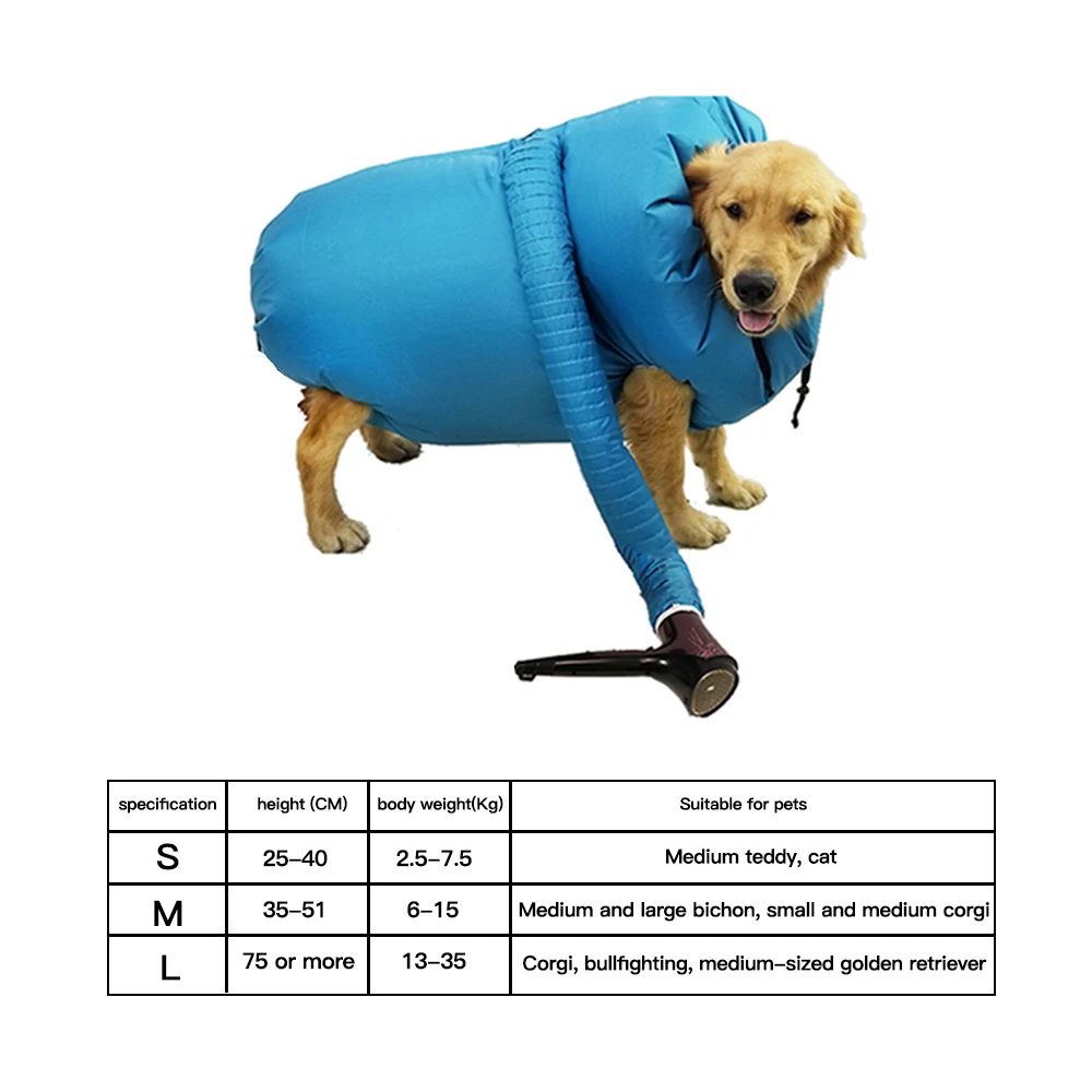 Portable Pet Drying Bag Folding Dogs Hair Dryer Blow Bag Grooming Bag