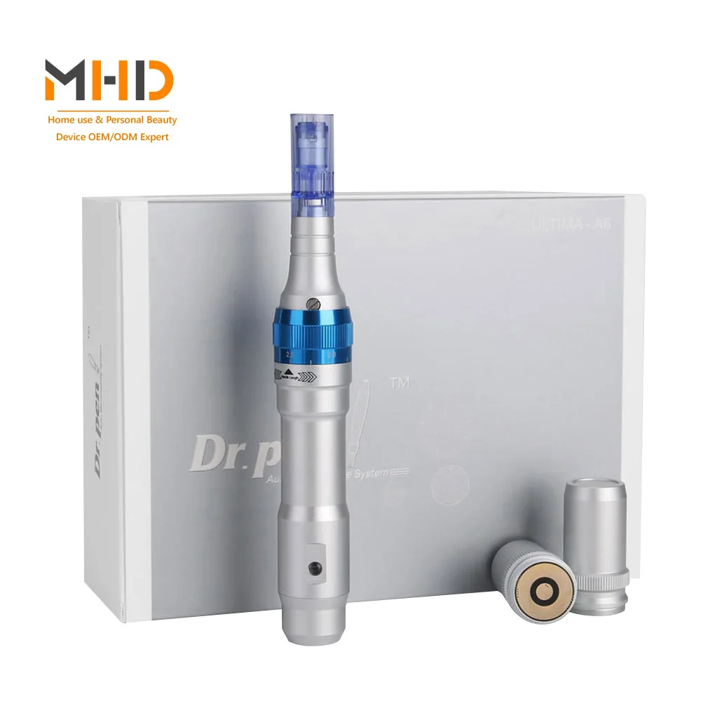 

Professional Rechargeable Microneedle Electric Dr Derma Pen Micro Needle Cartridge Dermapen A6, Silver