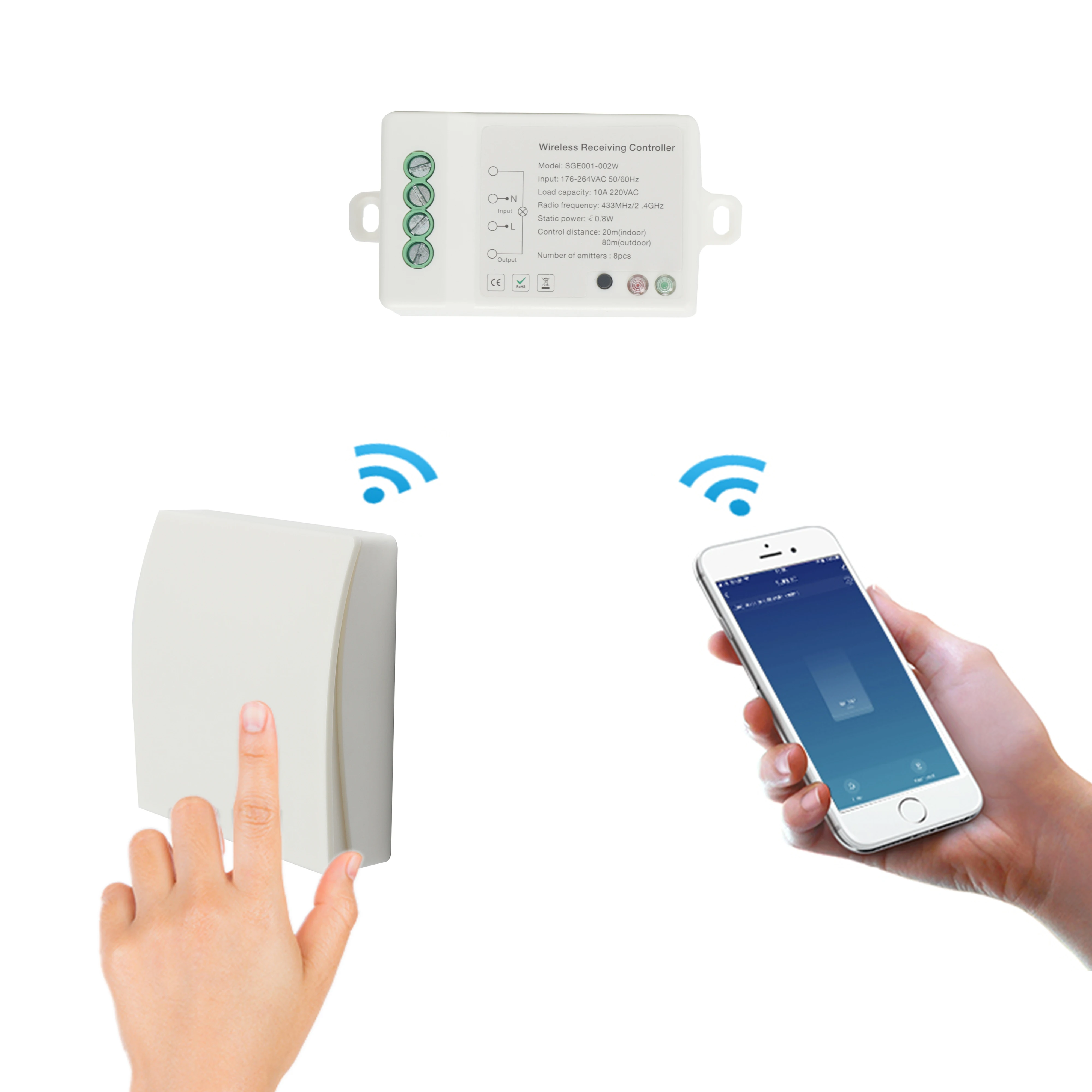 Self-Powered Phone control waterproof IP65 WiFi wireless light combination Kinetic smart switch