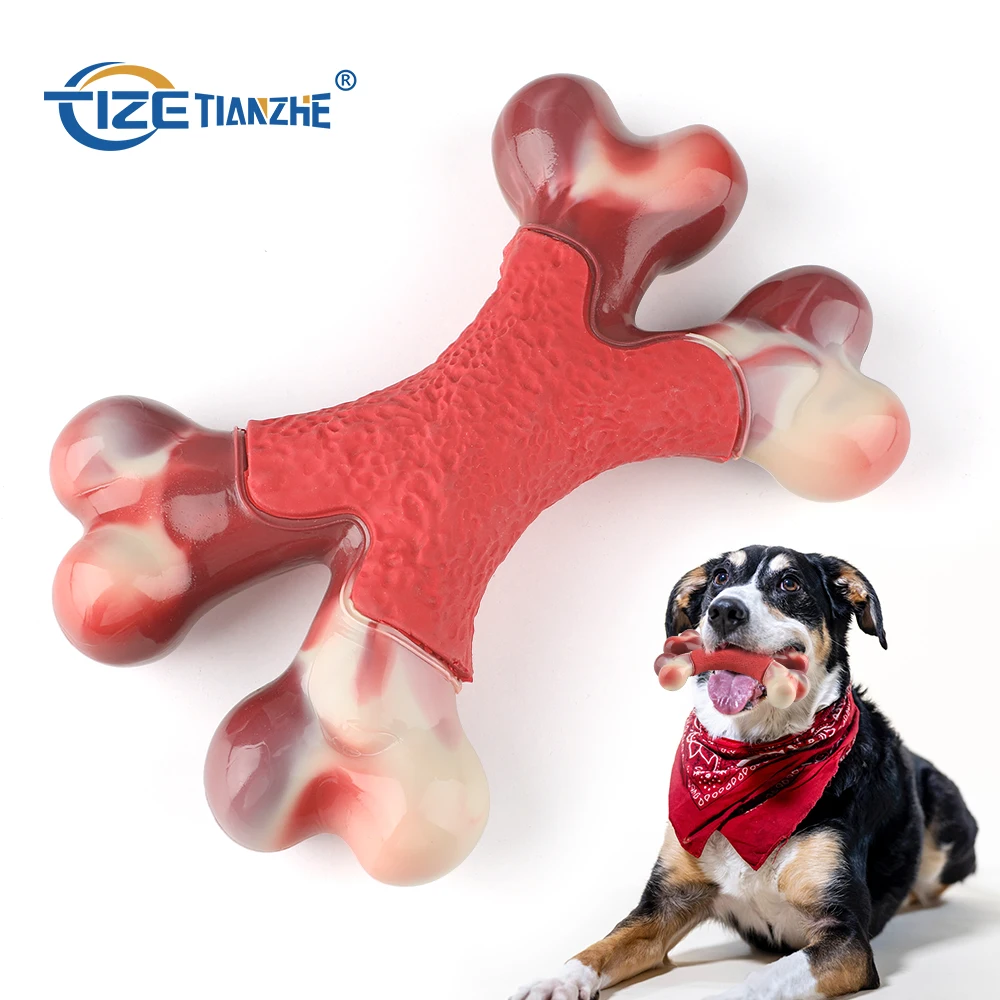 

Amazon Top Seller Ultra Durable Rubber Nylon Pet Chew Toys Squeaky Ball Dog Wishbone Toys for Aggressive Chewers