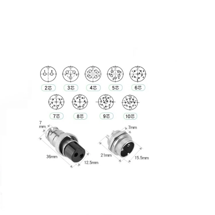 Metal Aviation 16mm Connector Gx12 Gx14 Gx20 Gx30 Aviation Electrical ...