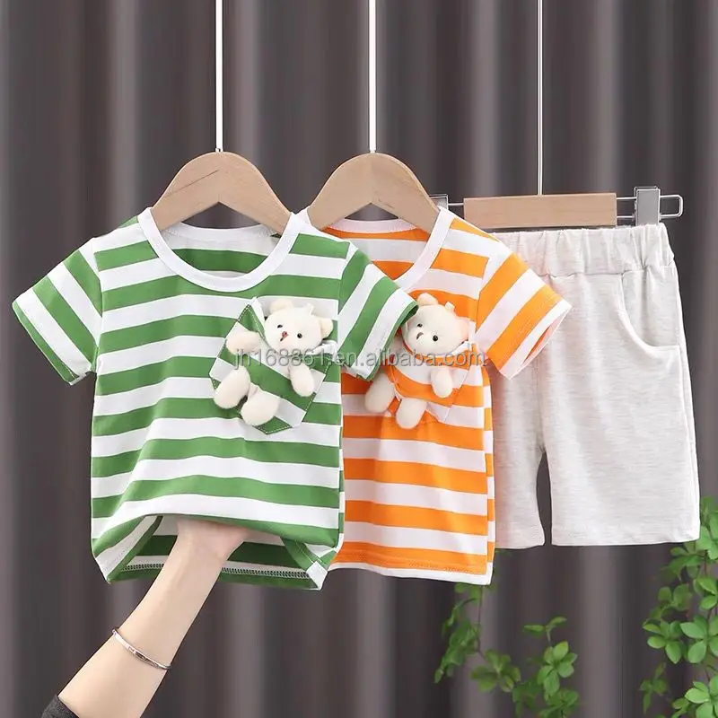 

1-2012 Summer girls' Suits Girls' Clothing short sleeve T-shirt + shorts 2 sets of suits Wholesale for teenagers and children, Picture