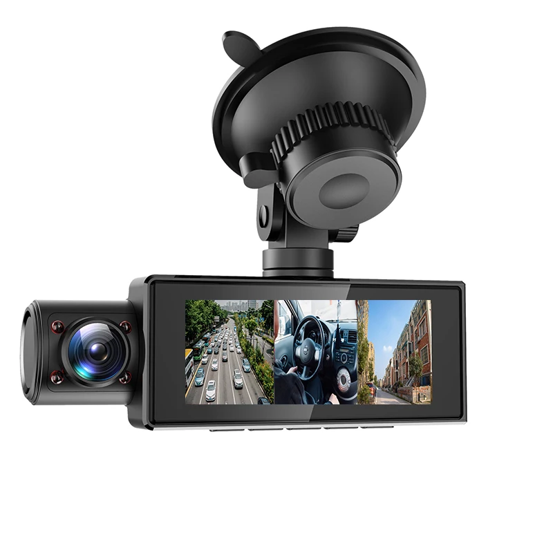 

1080P Dual Cabin Three Camera IR Night Vision GPS logger Car Dash Camera Vehicle Black Box DVR