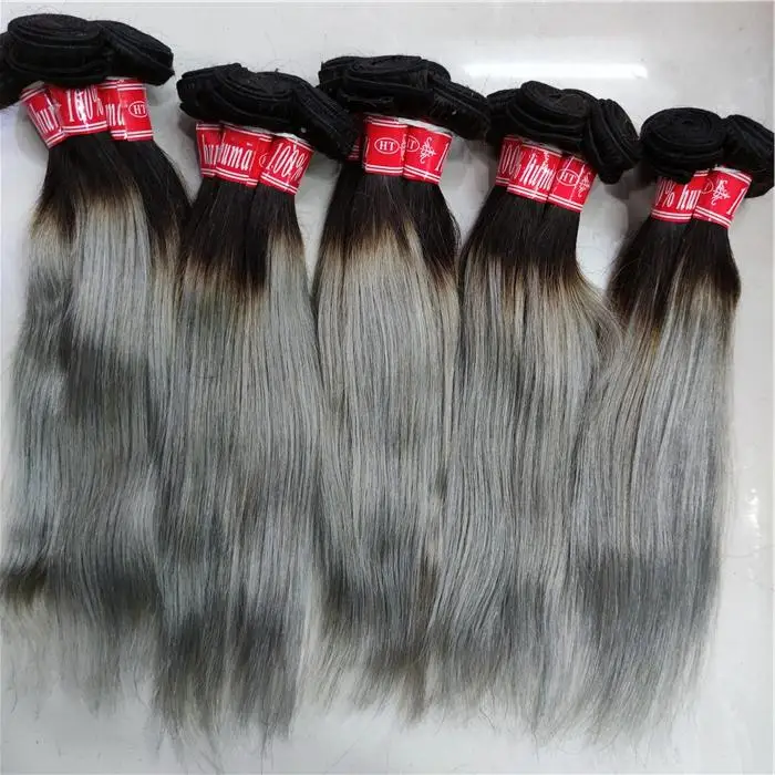 

Letsfly 100% Virgin 9A brazilian straight human hair High Quality different color 14inch grey black 1b27 Straight Wave extension