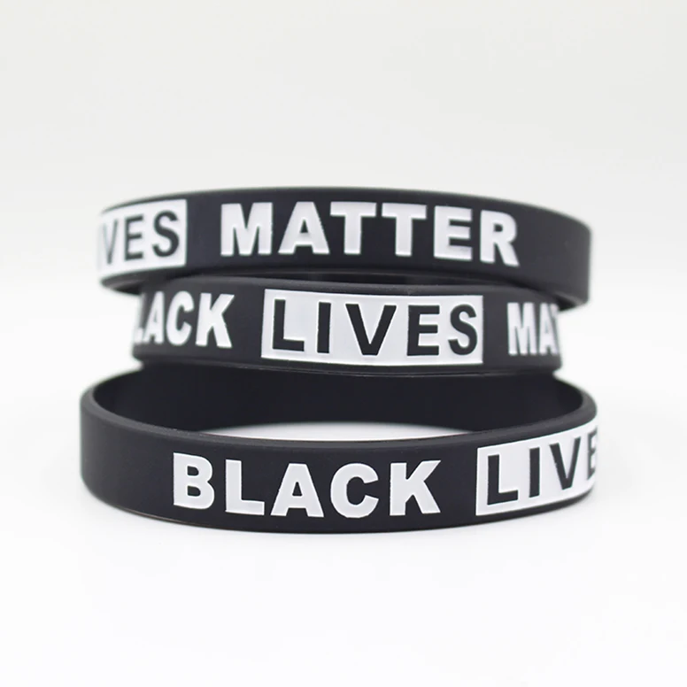 

Rts Products Portable Basketball Rubber Elastic Blm Logo Customised Black Lives Matter Hand Silicone Wristband, Customized color, as cmyk color