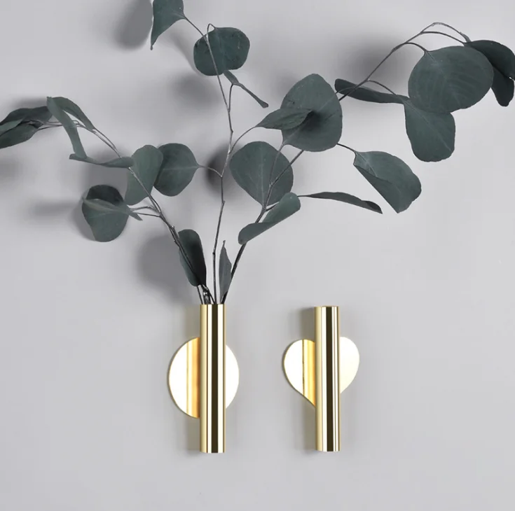

wholesale indoor clear design metal wall decoration flower vase Iron Home Decor