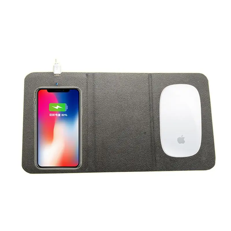 

Amazone top sale 3 in 1 foldable leather wireless charger mouse pad with phone holder