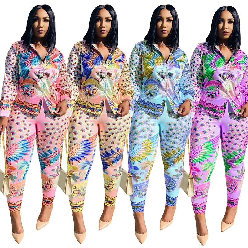 

Ladies Fashion Nova All Over Print Cotton Woman Clothing Sets Two Piece Outfits