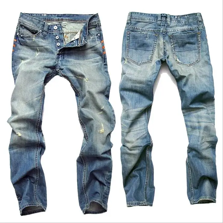 

2021 New Fashion Autumn Winter Men Denim Pants Hole Distressed Straight Plus Size Men Jeans, Picture