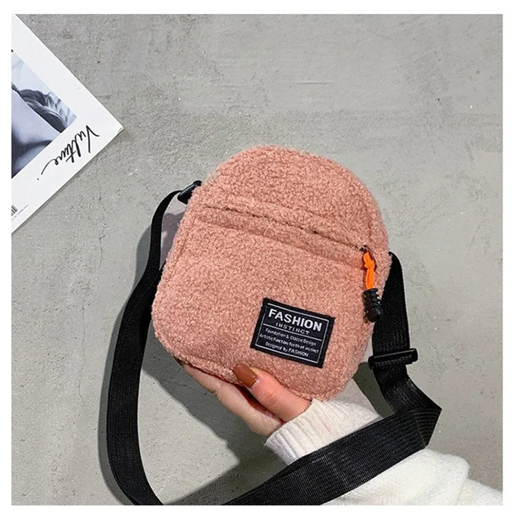 

2021 Winter New Design Plush Girls Bag Girl Small Bags Crossbody Shoulder Bag Women Handbags Ladies Mini Handbags, Pink, brown, white, black