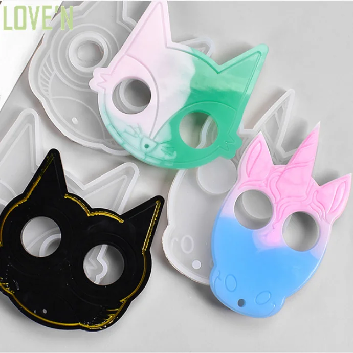 

LOVE'N LV192K Glitter owl fox safety mould Unicorn Defense Keychain silicone mold resin molding Gift for Women