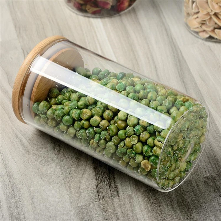 

Custom Wholesale 800Ml Pure Fancy Food Glass Coffee Storage Jar With Bamboo Top