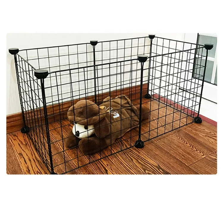 

Exercise Pen Crate Pet Playpen Premium Metal Wire Grid Dog Fence Bunny Cage DIY dog fence, Black,white