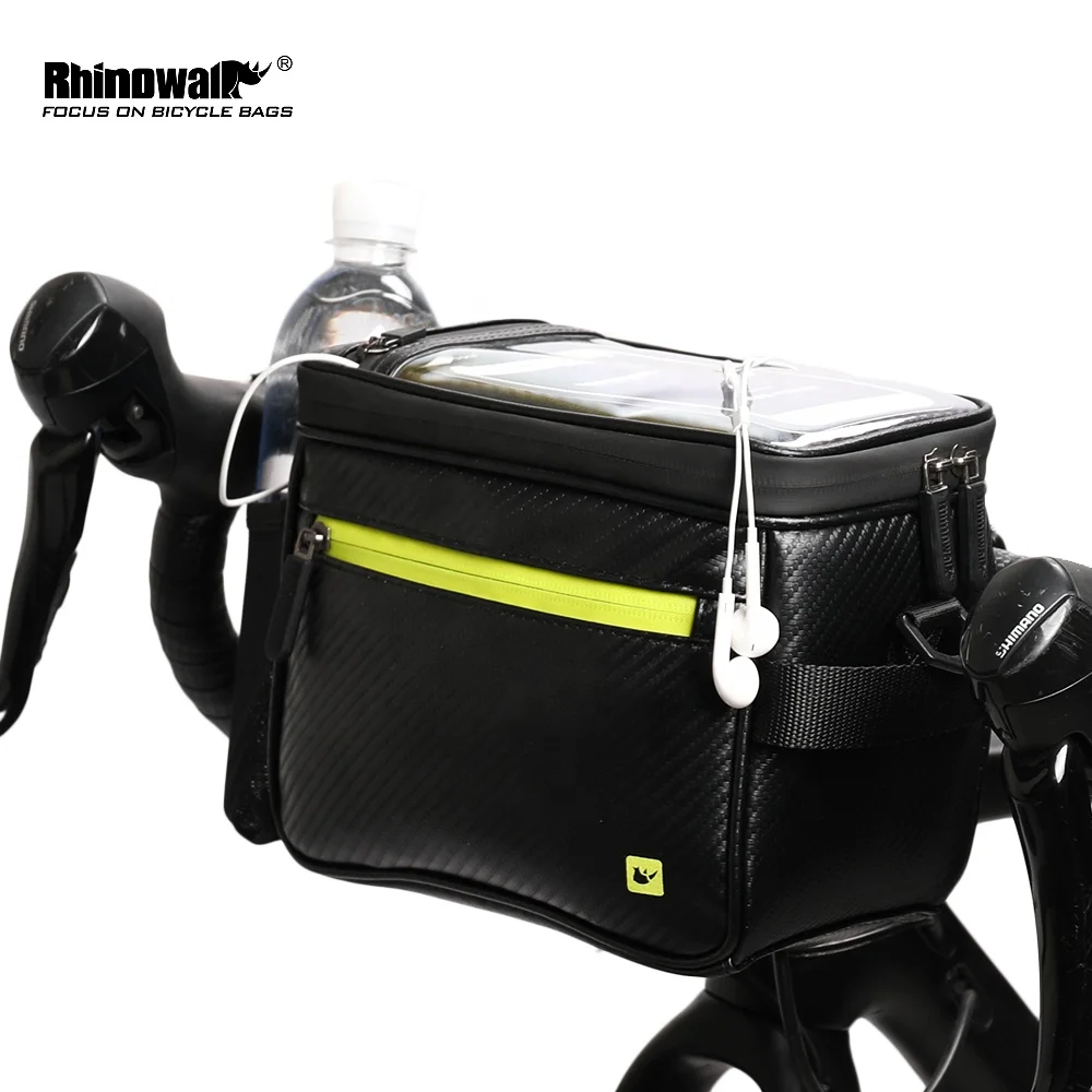 

Rhinowalk 2021 latest design bike handlebar bag mobile phone handlebar camera bag, Black