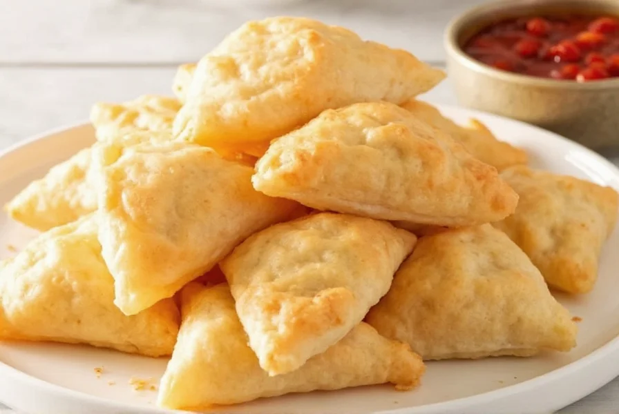 Sopapilla dough triangles ready for frying in hot oil