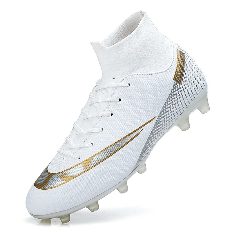 

High-top men's football shoes youth training student foot boots sports soccer shoes, Black/blue/white