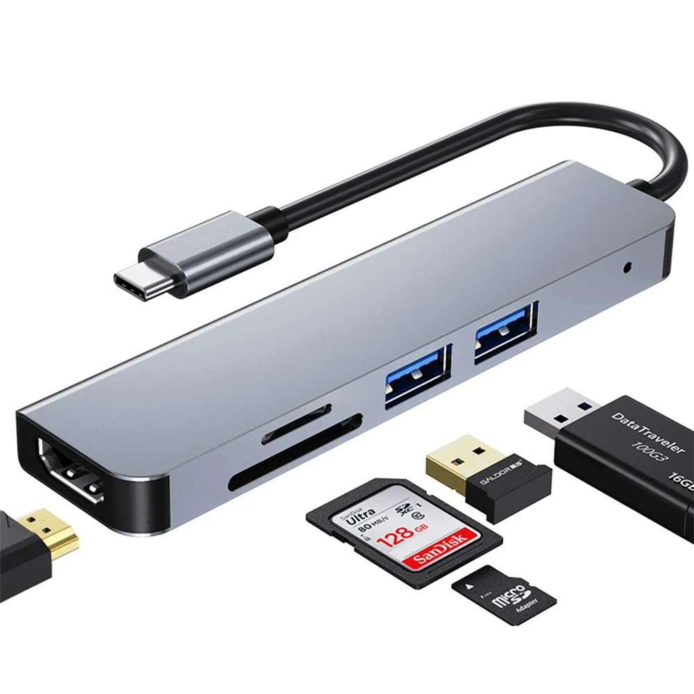 

5 in 1 Multiport Type C HUB USB3.0+USB2.0+HDTV 4K HD +TF+SD docking station laptop type c hub adapter