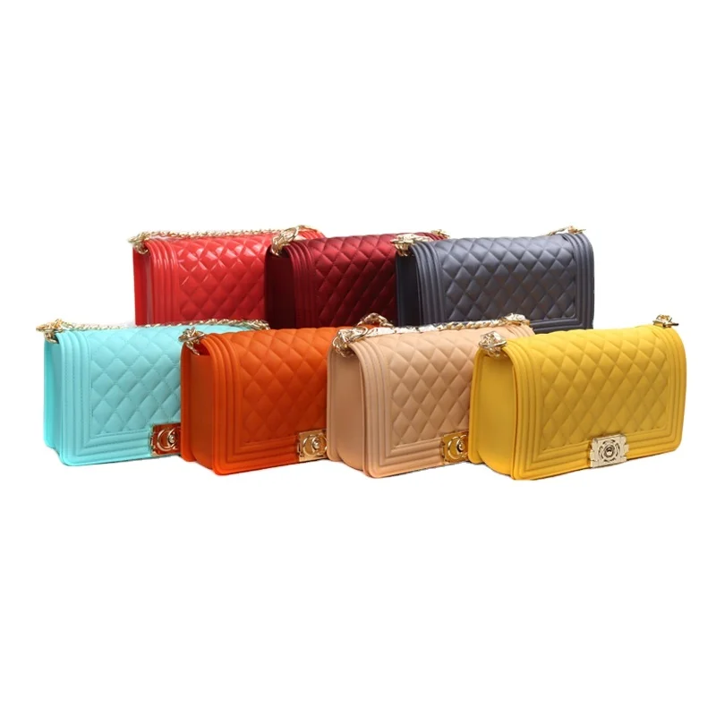 

Wholesale Jelly Shoulder Handbag Jelly Bag Luxury Ladies Woman Hand Bags Candy Jelly Purse, As the picture shown or you could customize the color you want