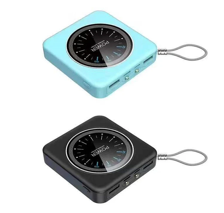 

new fashion clock design mini power bank 10000mAh Dual Usb Custom Logo powerbank 10000mah fast charging clock power bank, 4 colors