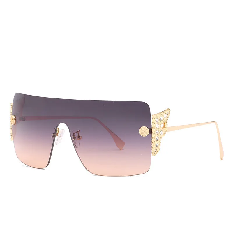 

Shades Women Designer Rimless Square Oversized Large Frame Womens Sunglasses Trendy