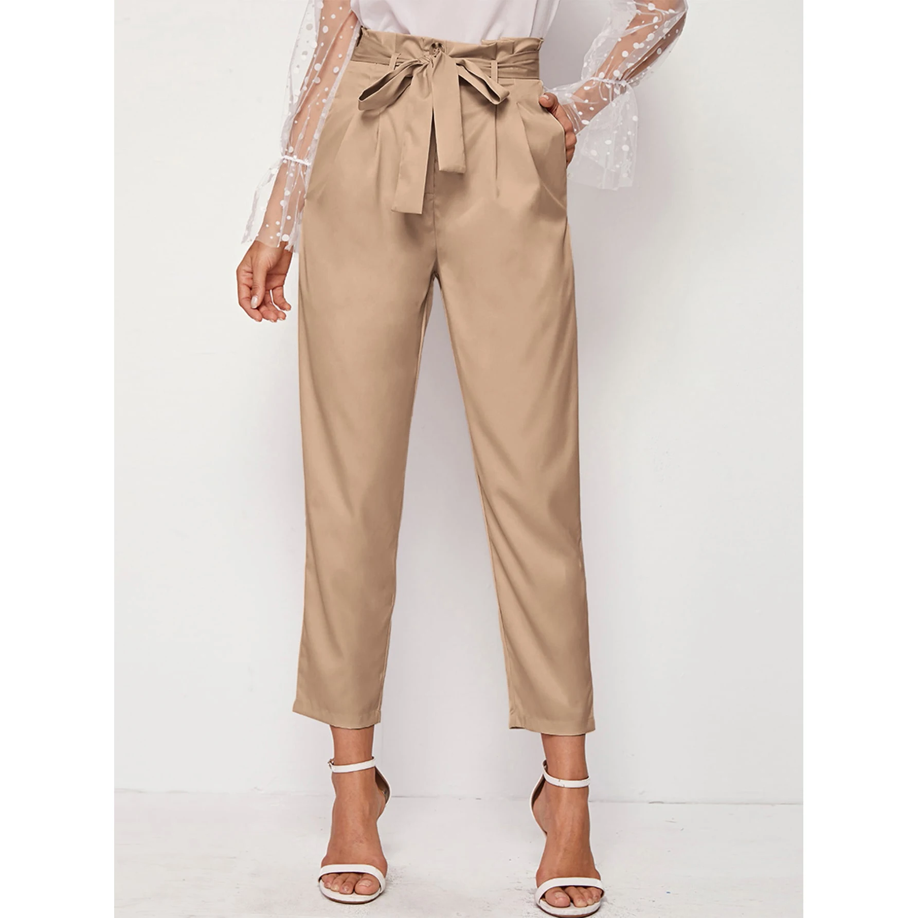 

Hot Selling Women's Trouser For Summer Work With Bow Decorate Fashion Pants, Pink