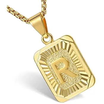 

Capital Letter Square 18K Gold Plated A~Z Initial Necklace